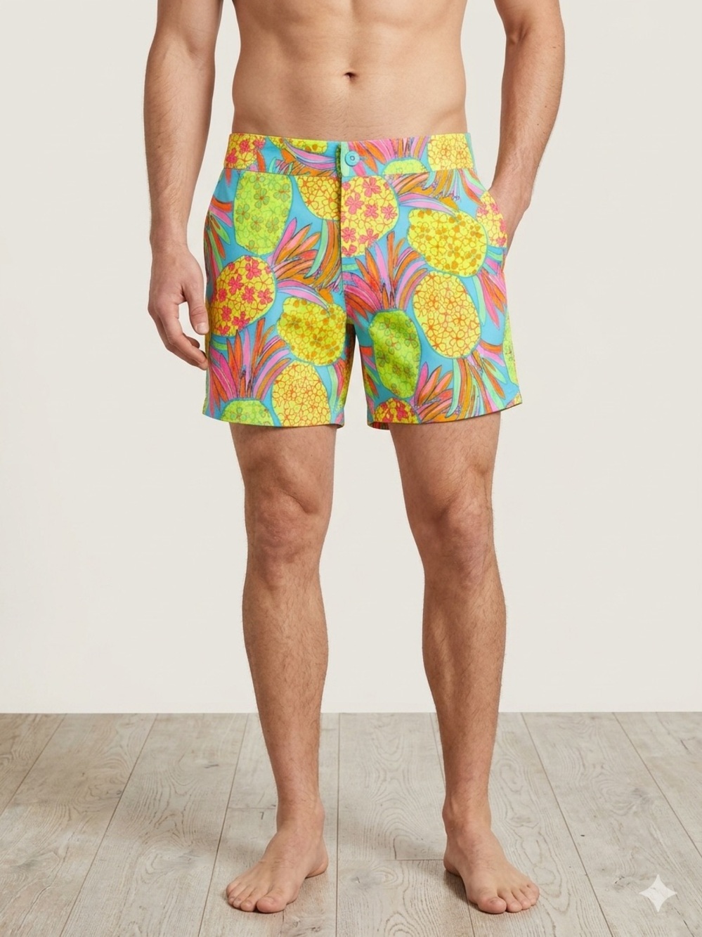 Chubbies Neon Pineapple Swim Trunks Shorts Size L Preppy Resortwear Beach
